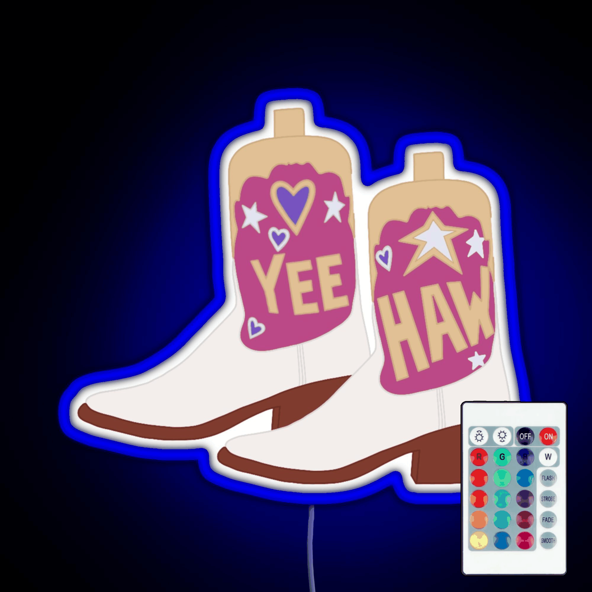 Yeehaw Cowboy Boots Rgb Led Neon Sign Pop Wall Art