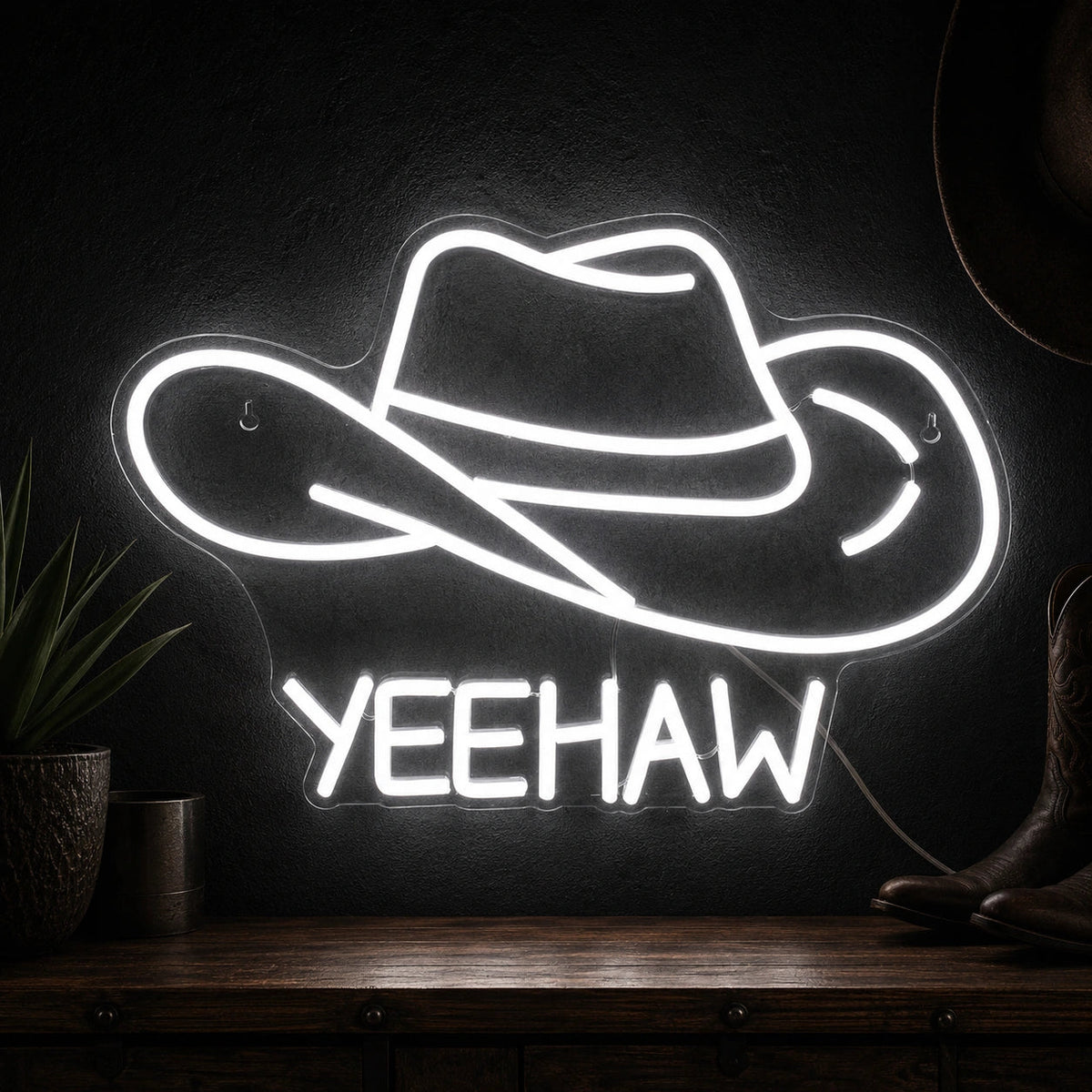 Yeehaw Cowboy Hat LED Neon Sign - Shineneon