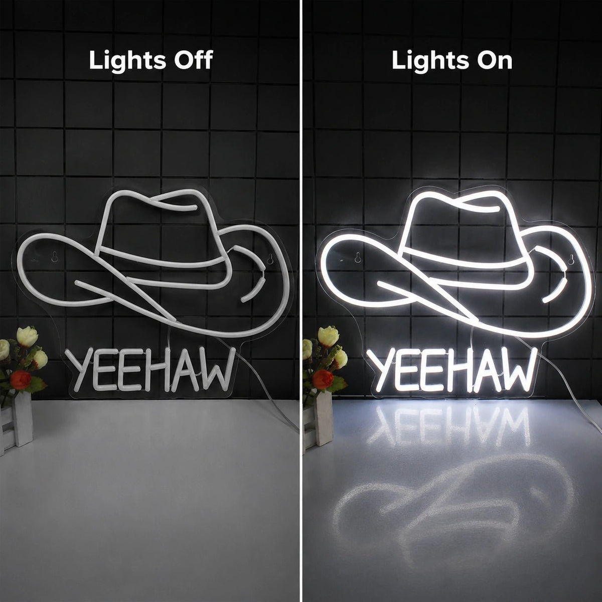 Yeehaw Cowboy Hat LED Neon Sign - Shineneon