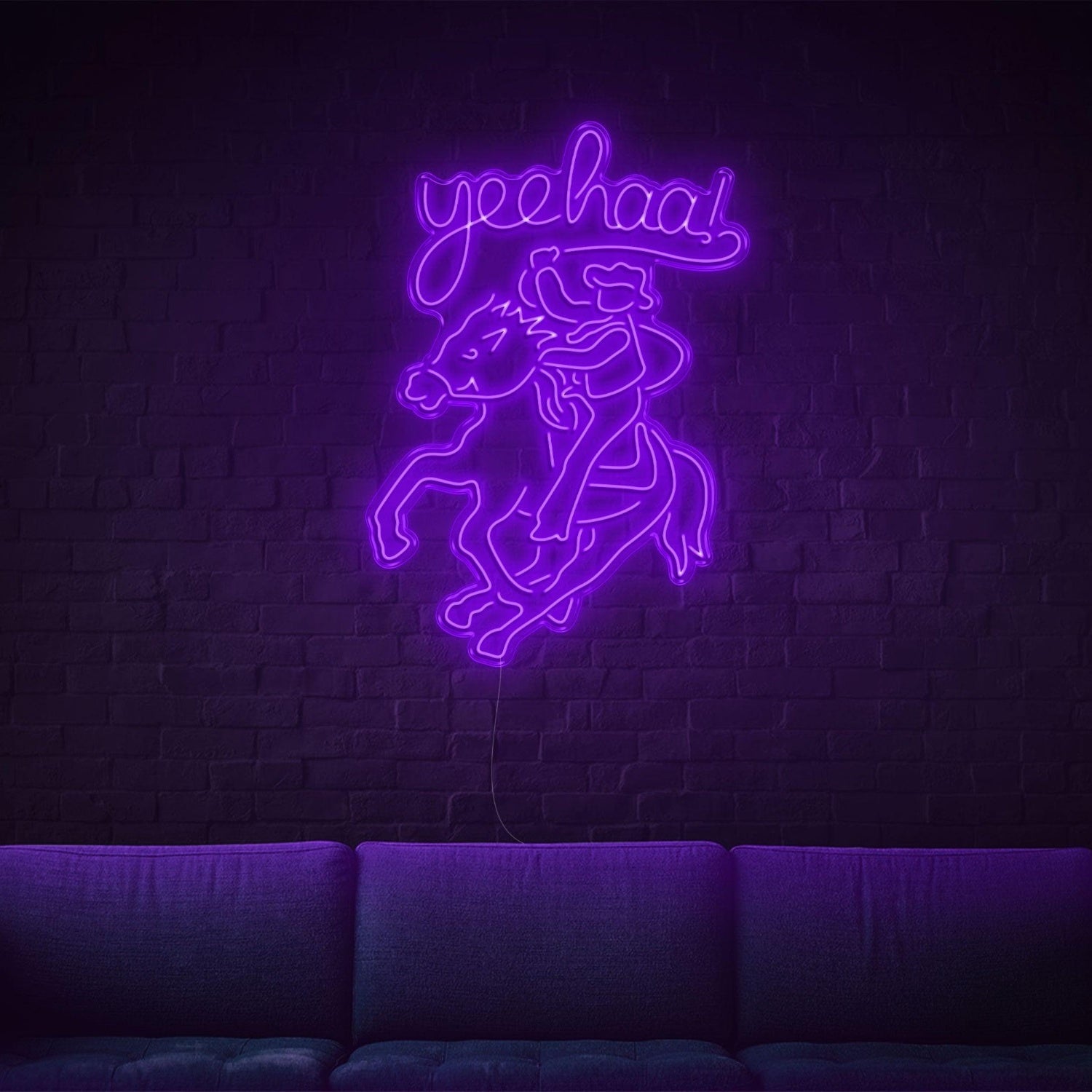 Yeehaw Cowboy Riding Horse Led Neon Sign For Western Home Bar Decor | Shineneon