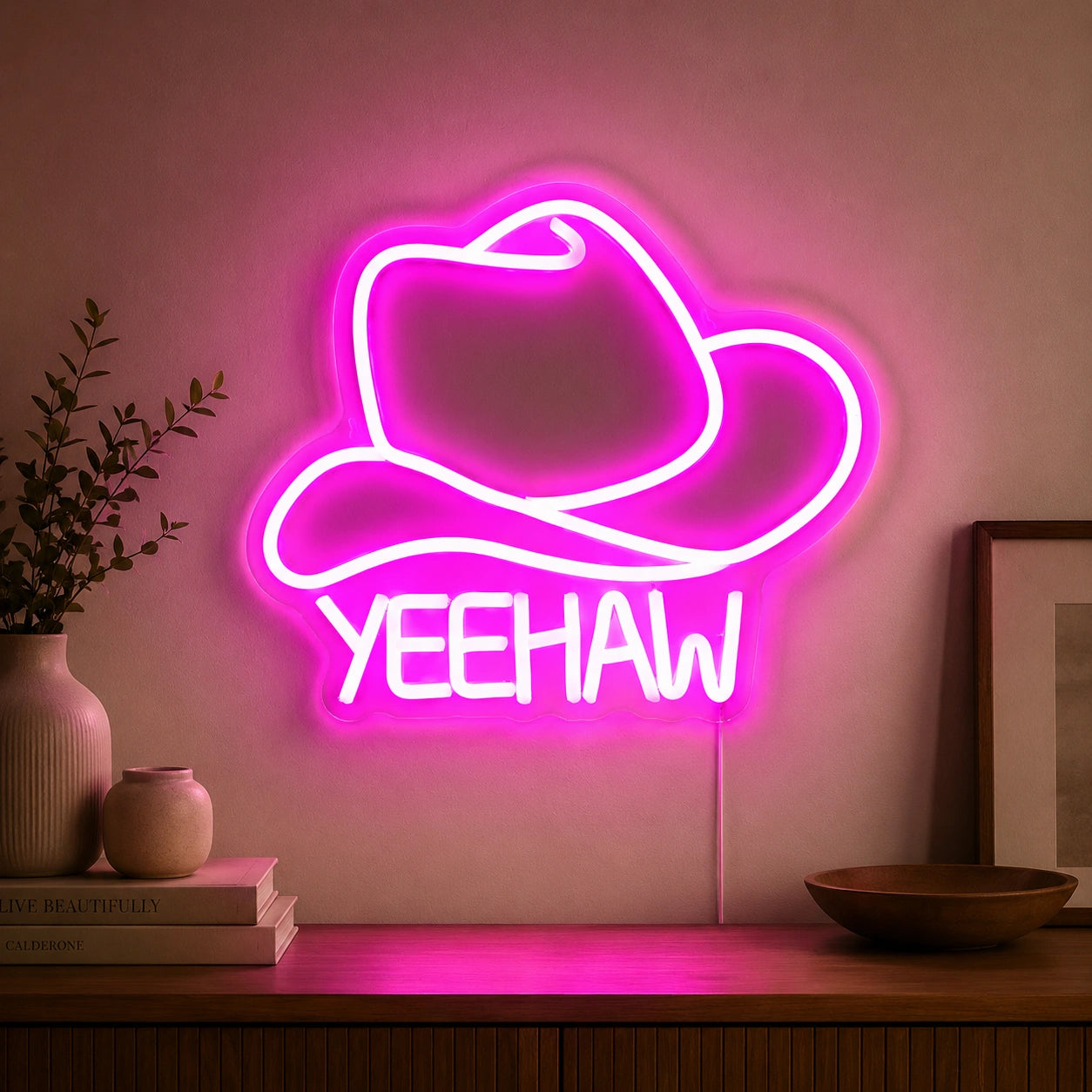 Yeehaw Cowgirl Hat Neon Sign LED Neon Sign high-converting product image