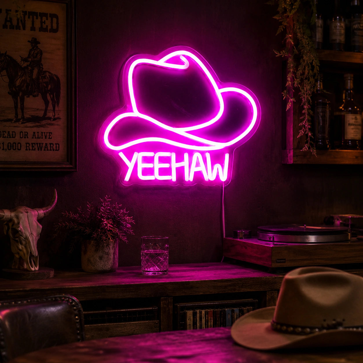 Yeehaw Cowgirl Hat Neon Sign LED Neon Sign real lifestyle scene