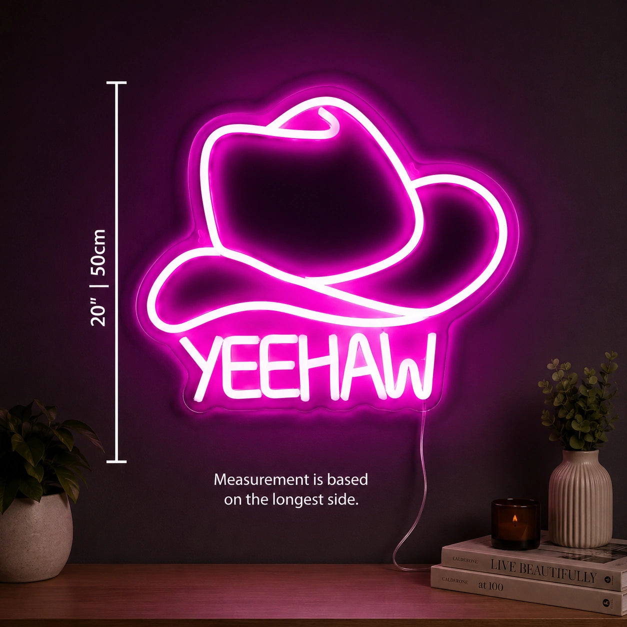 Yeehaw Cowgirl Hat Neon Sign LED Neon Sign size image