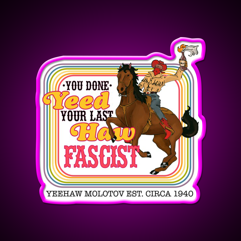 Yeehaw Molotov Cocktail Bar Decor Led Neon Sign Rgb Color - Neon sign mounted on wall in room