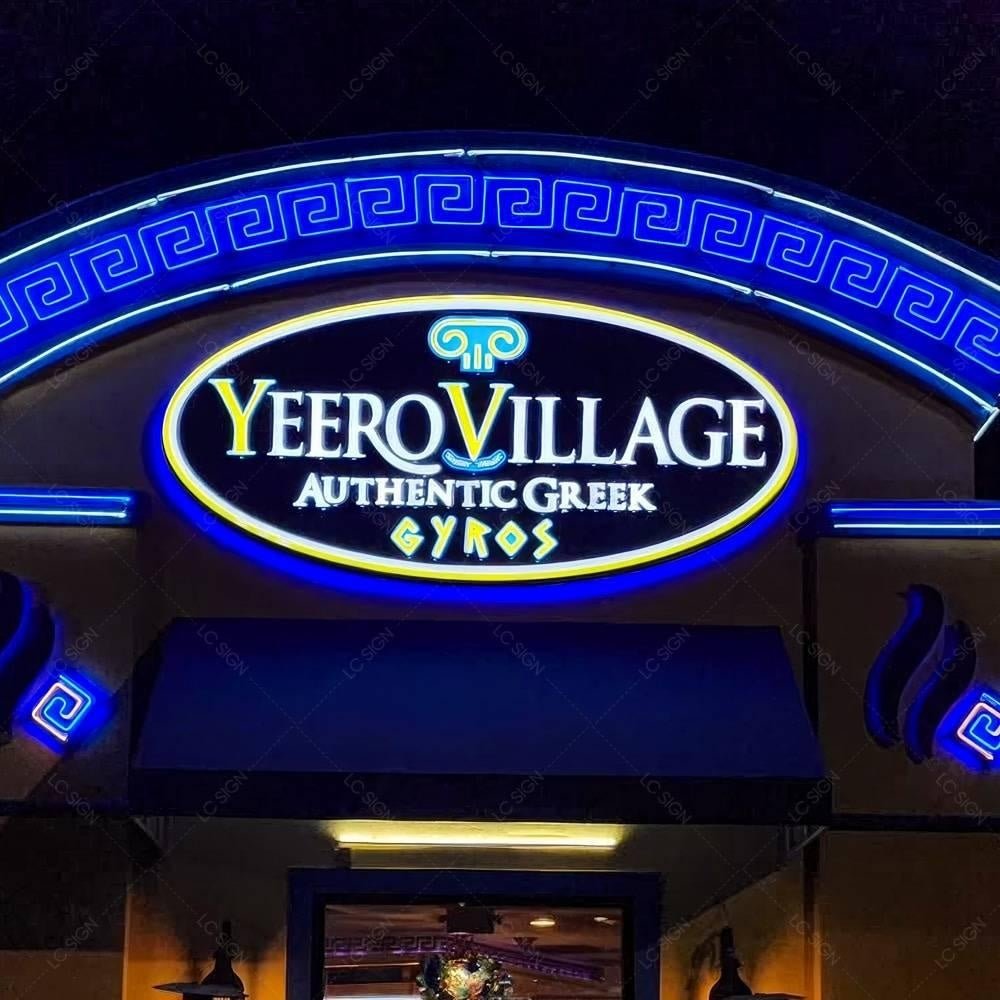 Yeero Village Authentic Greek Gyros 3D Frontlit Letters Metal Led Sign - Shineneon