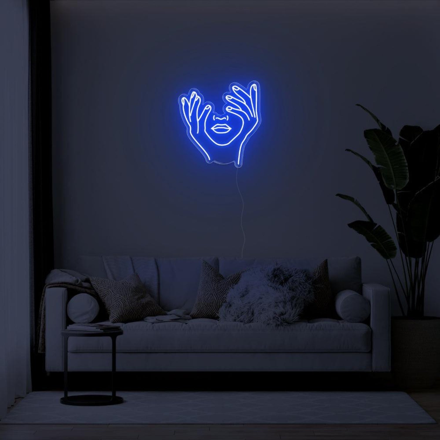 Yellow Abstract Hands Face Led Neon Sign For Modern Living Room Art | Shineneon