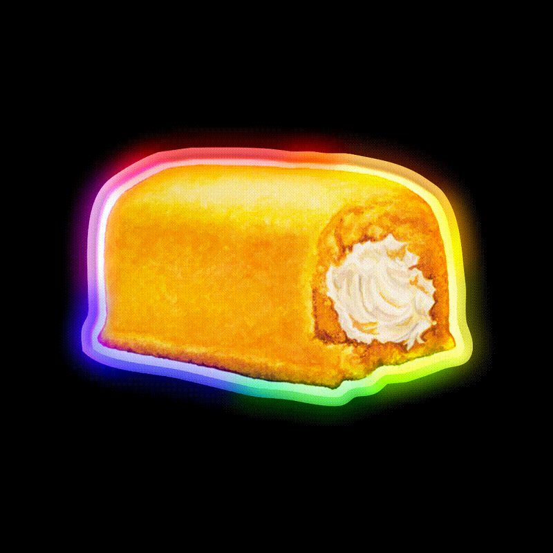 Yellow American Snack Cake Pattern Snack Food Led Neon Sign Rgb Color - LED neon sign close-up detail