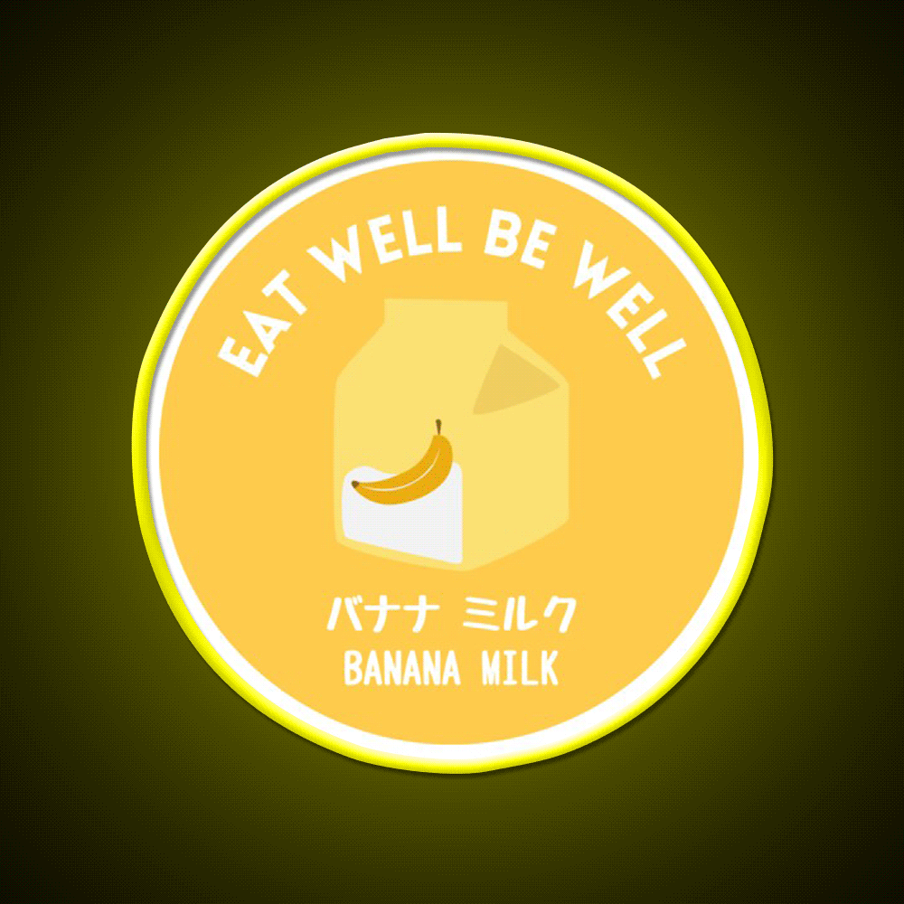Yellow Banana Milk Carton Japanese Food Snack Food Led Neon Sign Rgb Color - Custom LED neon sign front view