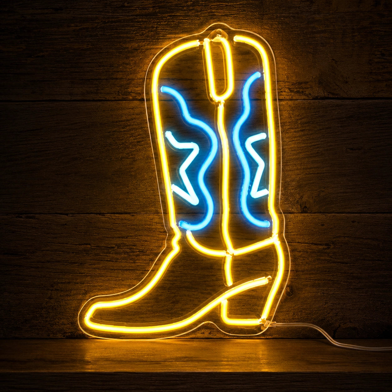 Yellow Blue Cowboy Boot Neon Sign LED Neon Sign high-converting product image