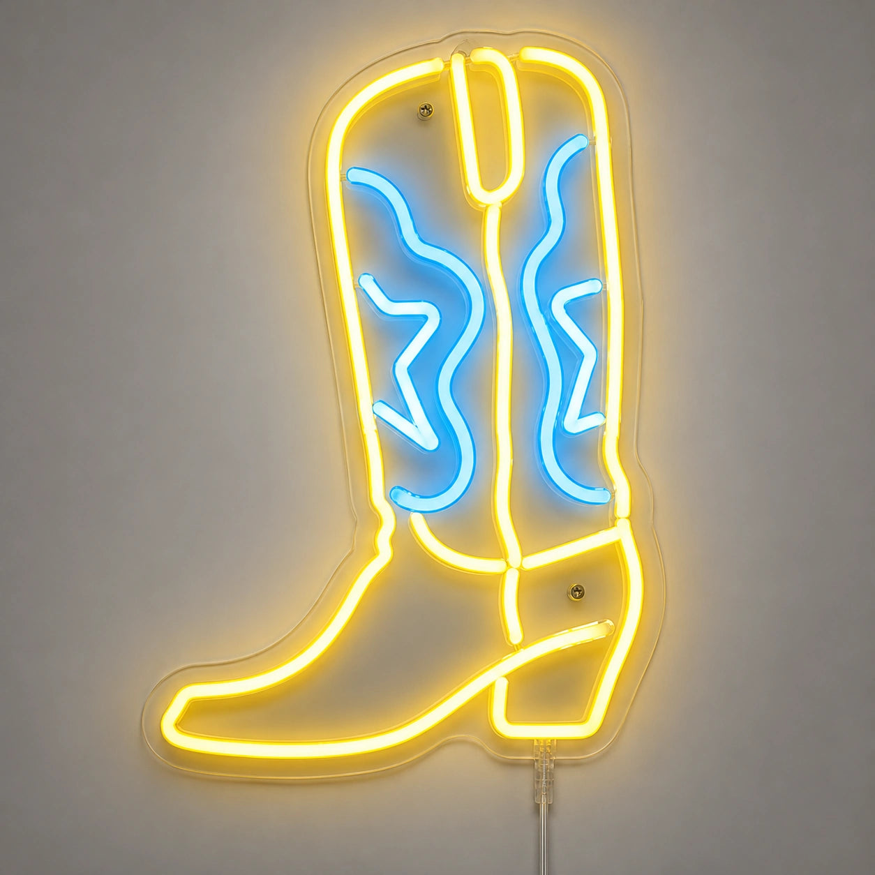 Yellow Blue Cowboy Boot Neon Sign LED Neon Sign main product image