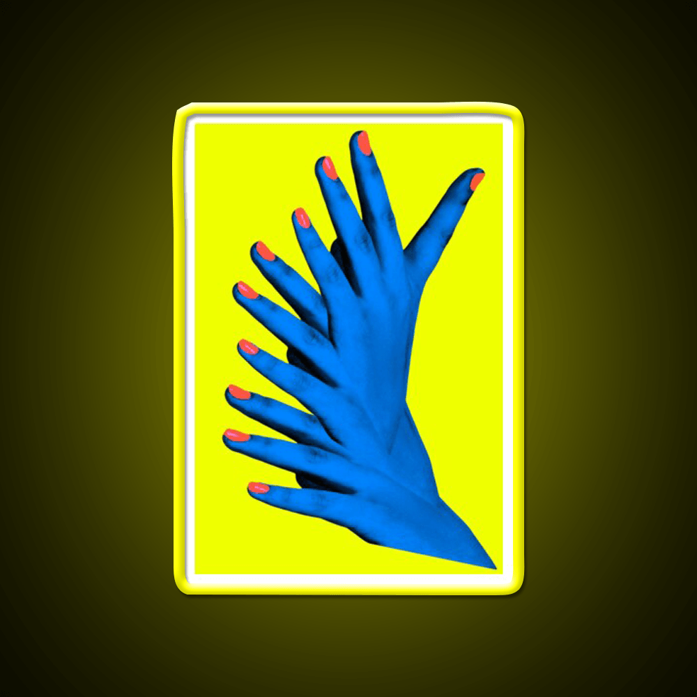 Yellow Blue Hand Fingers Body Trippy Photo Nail Salon Led Neon Sign Rgb Color - Shineneon