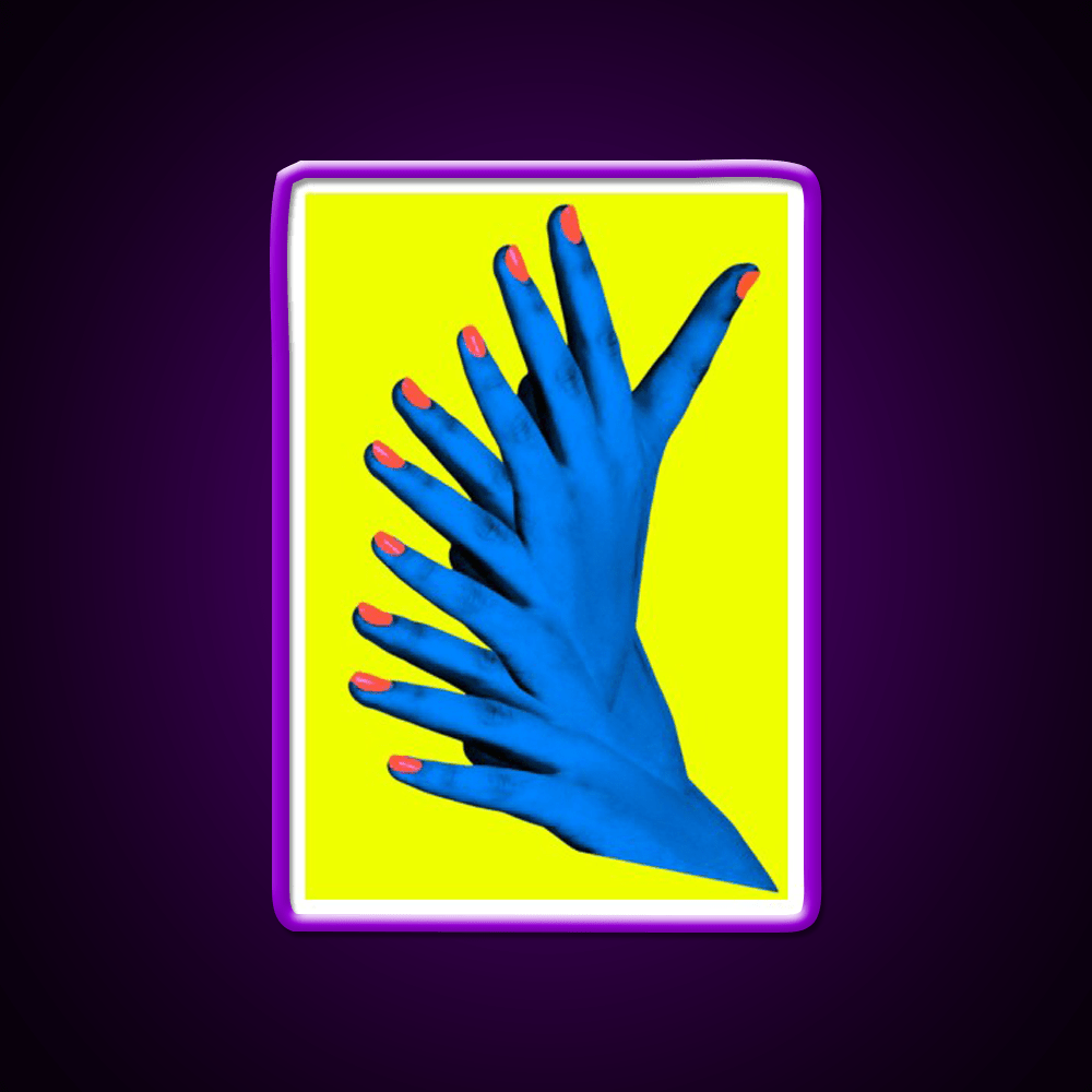 Yellow Blue Hand Fingers Body Trippy Photo Nail Salon Led Neon Sign Rgb Color - Shineneon