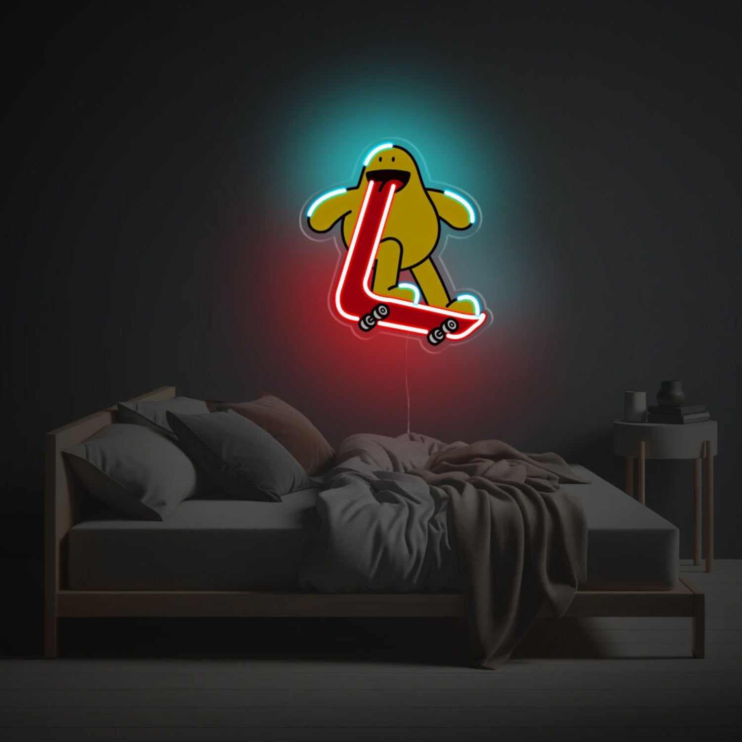 Yellow Boy Skateboarding Led Neon Acrylic Artwork | Shineneon