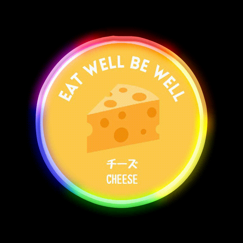 Yellow Cheese Japanese Snack Healthy Food Snack Food Led Neon Sign Rgb Color - LED neon sign close-up detail