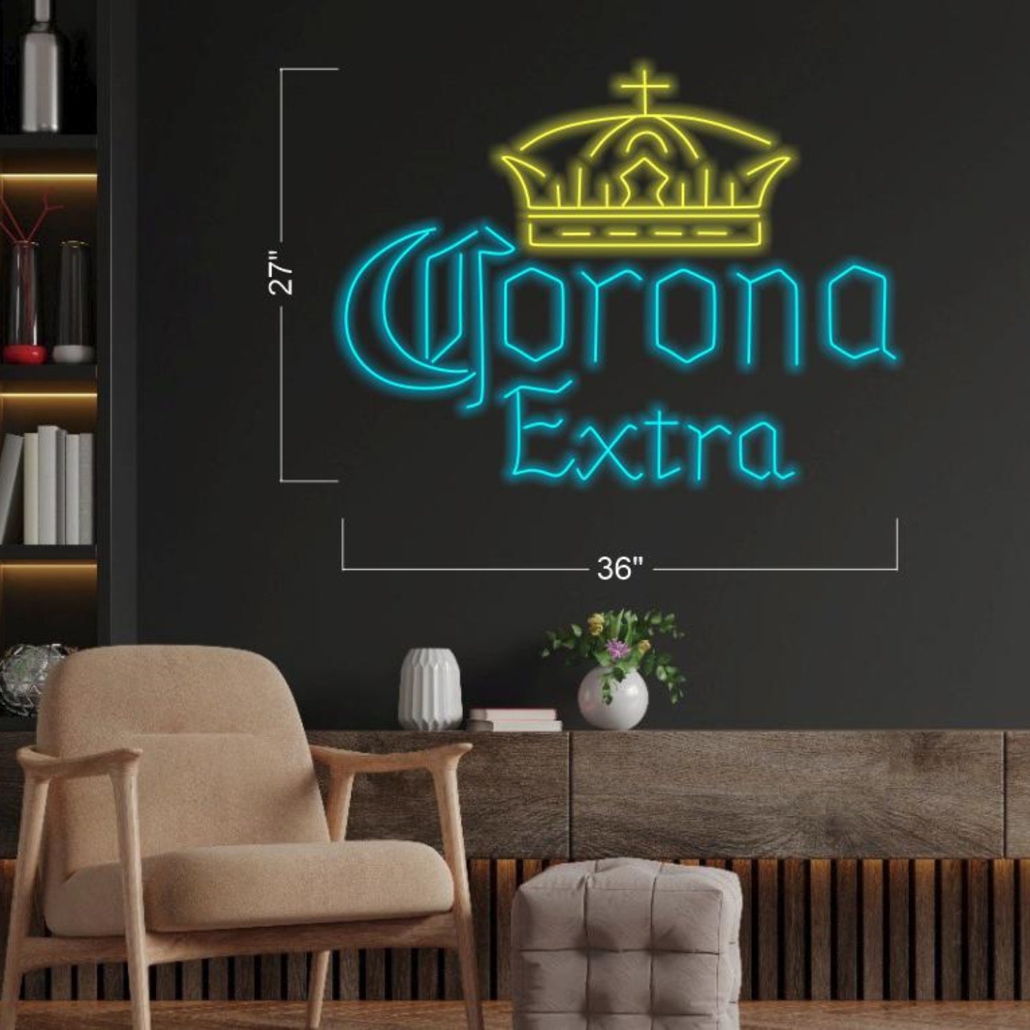 Yellow Crown Blue Corona Led Neon Sign For Bar Restaurant Decor | Shineneon
