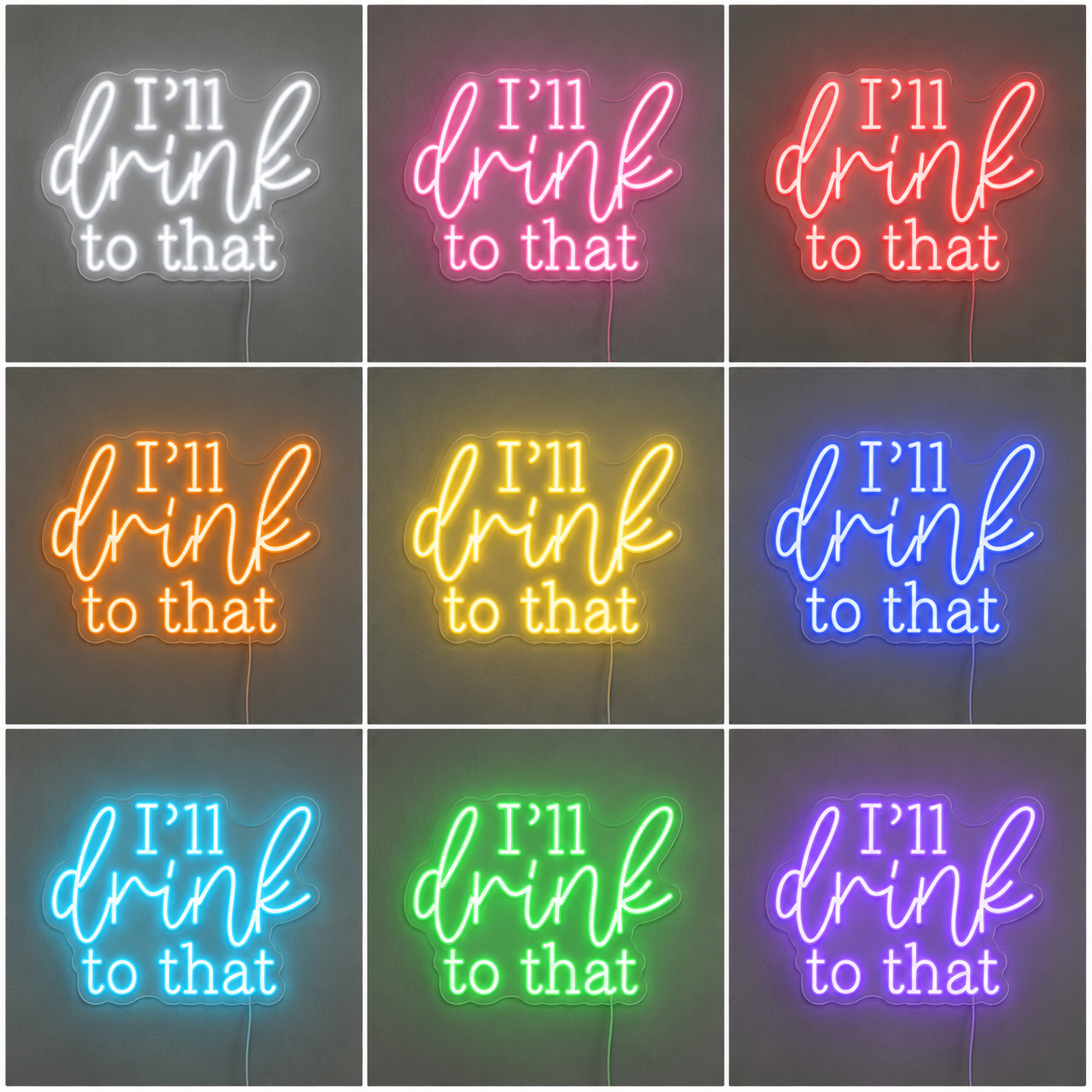 Yellow Drink Wall Decor LED Neon Sign color grid