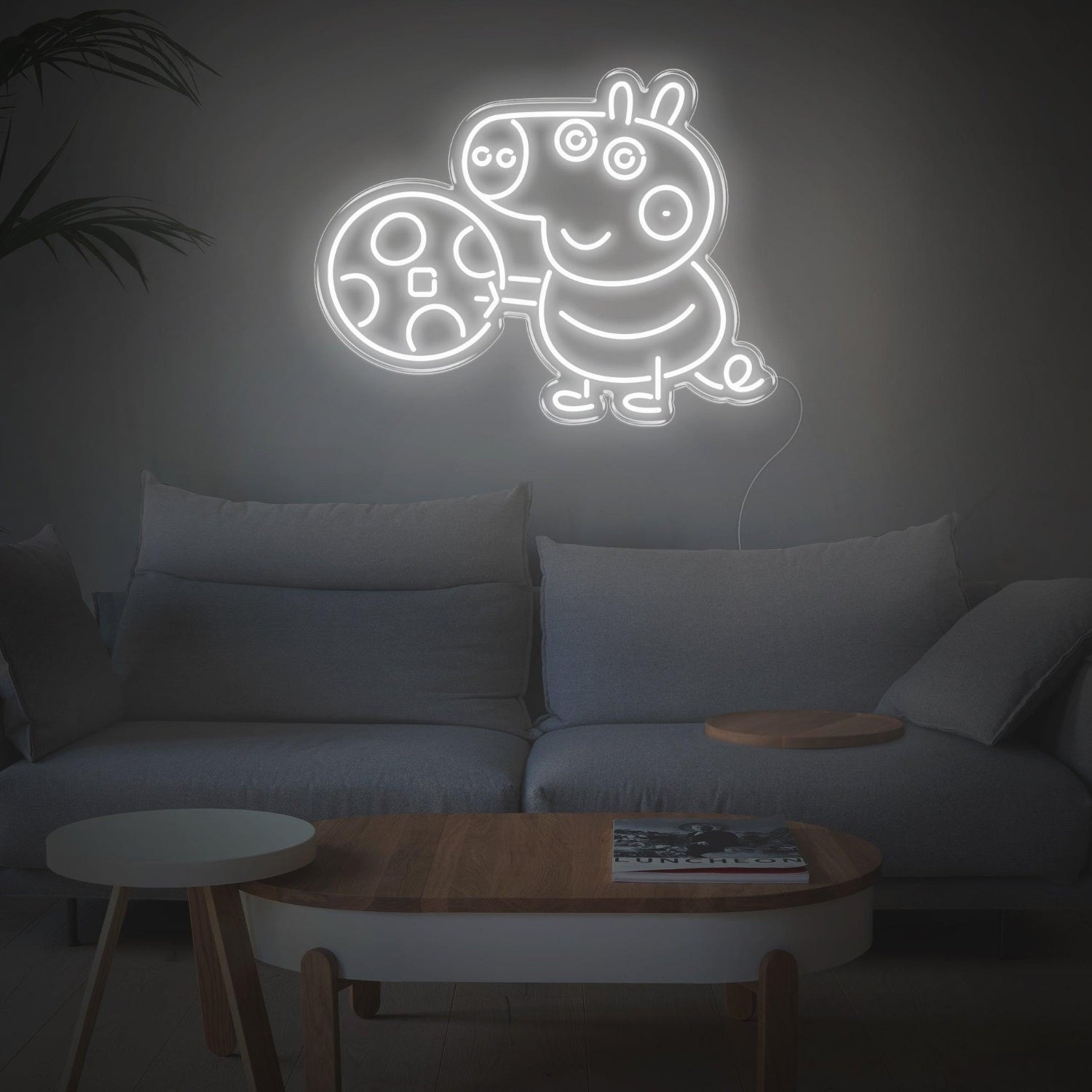 Yellow George Pig With Record Led Neon Sign For Kids Room Decor | Shineneon