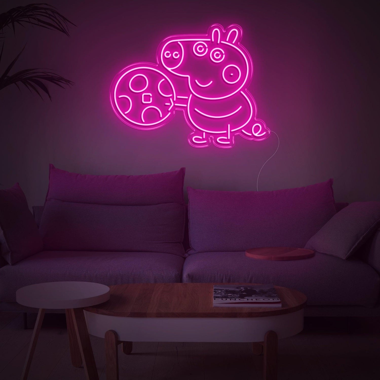 Yellow George Pig With Record Led Neon Sign For Kids Room Decor | Shineneon