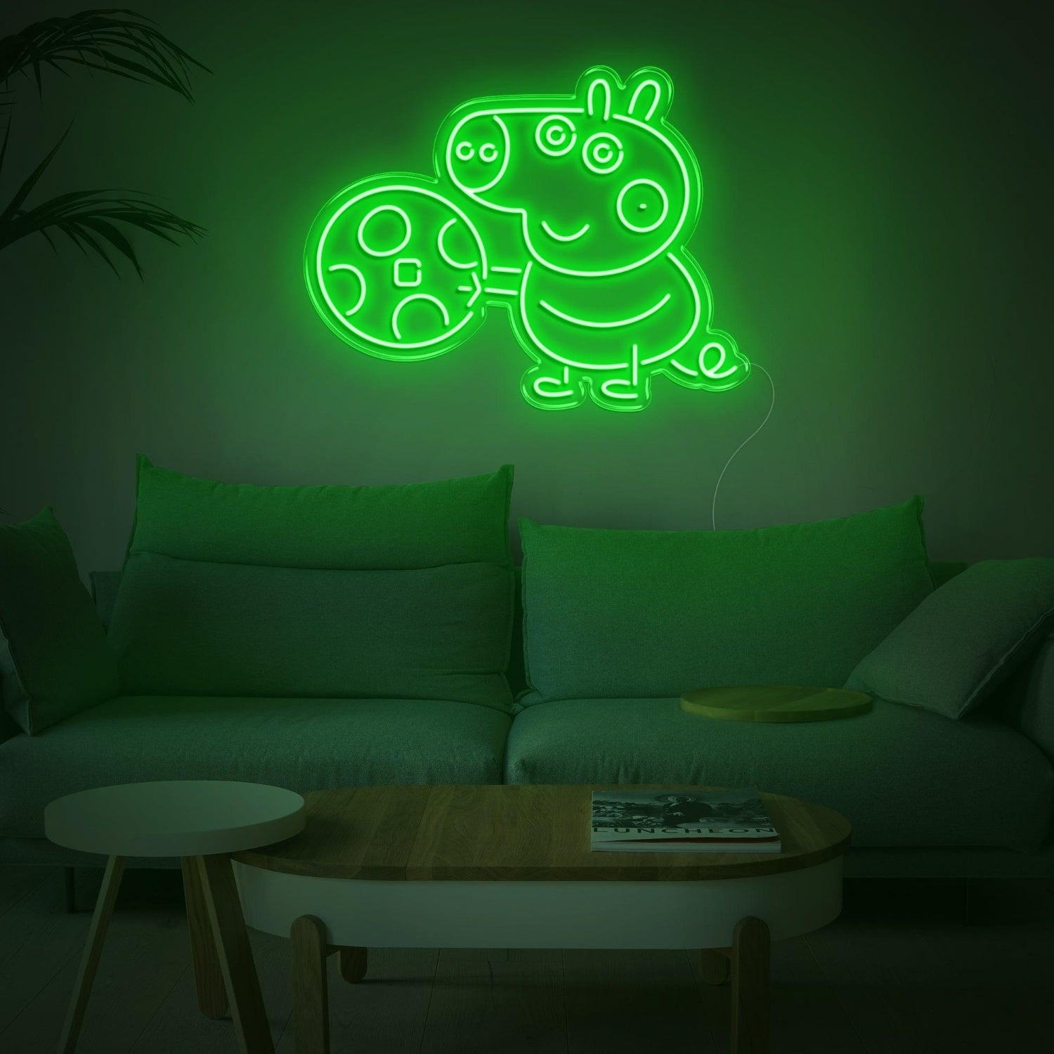 Yellow George Pig With Record Led Neon Sign For Kids Room Decor | Shineneon