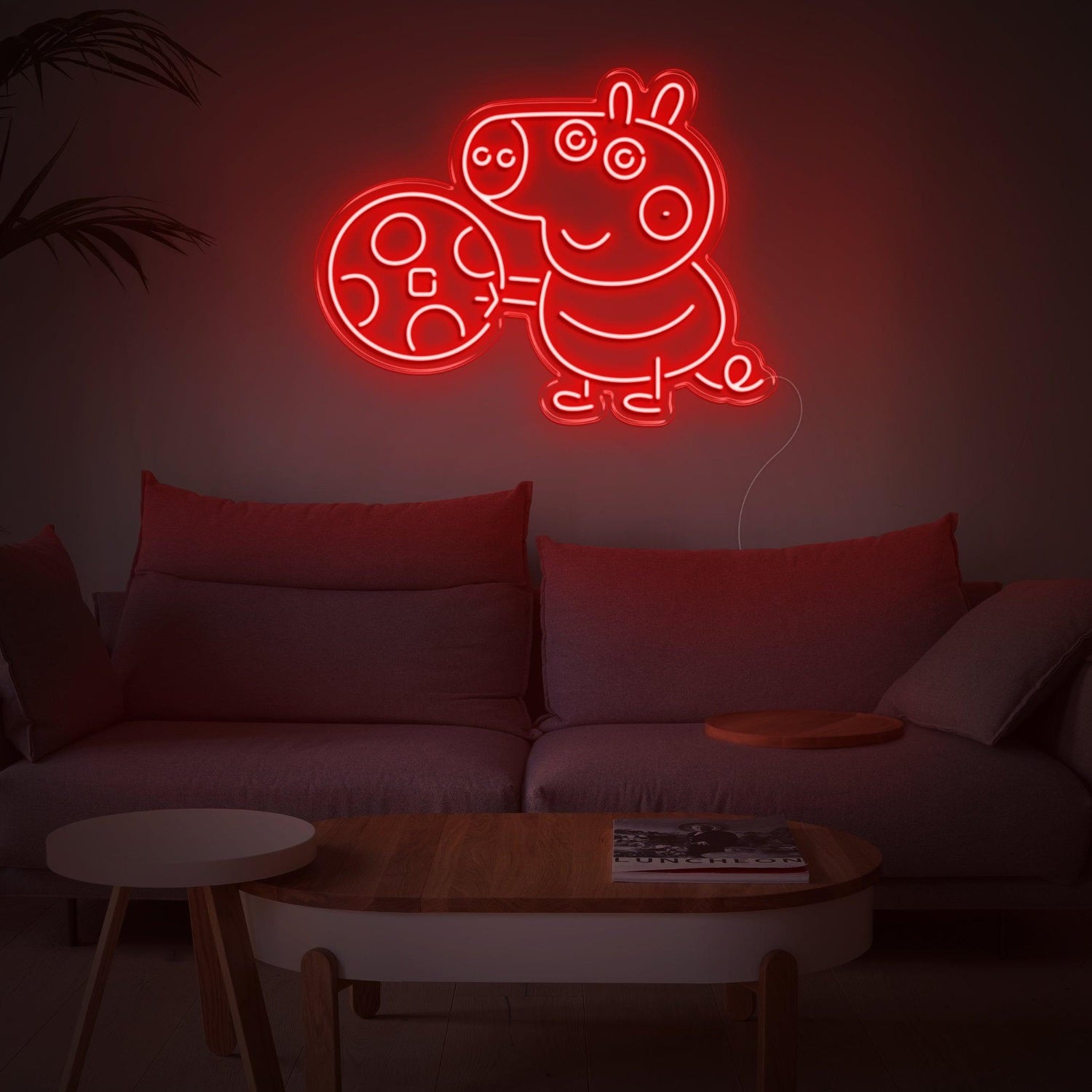 Yellow George Pig With Record Led Neon Sign For Kids Room Decor | Shineneon