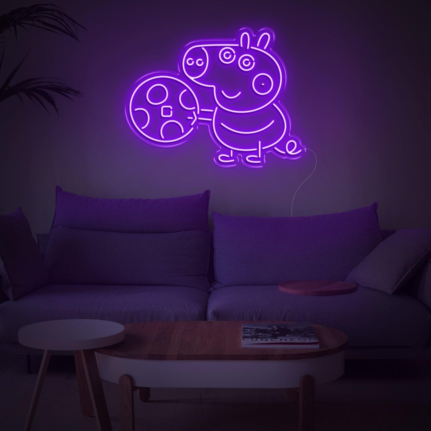 Yellow George Pig With Record Led Neon Sign For Kids Room Decor | Shineneon