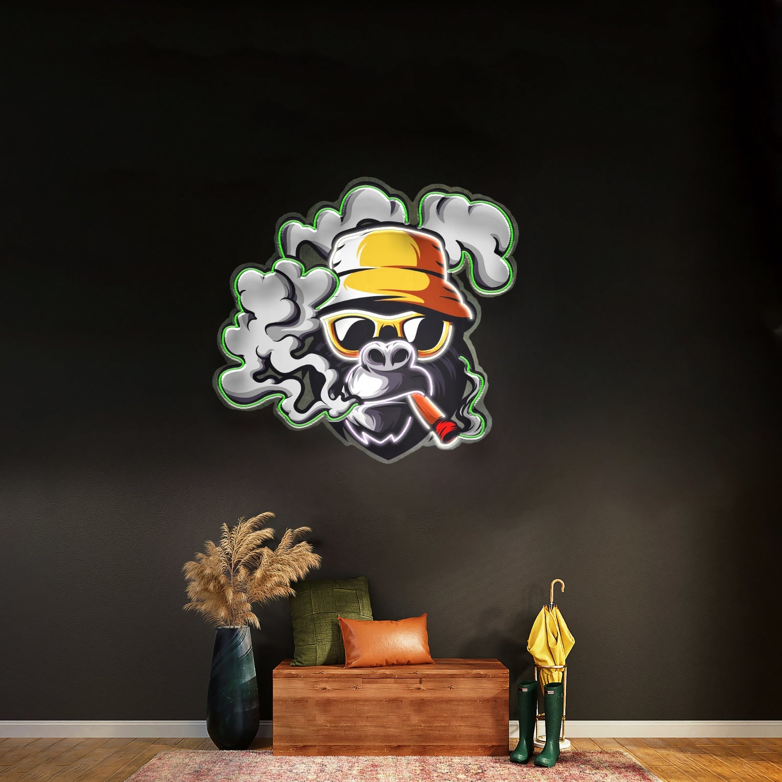 Yellow Hat Monkey Led Neon Sign Light Custom Led Signs - Shineneon