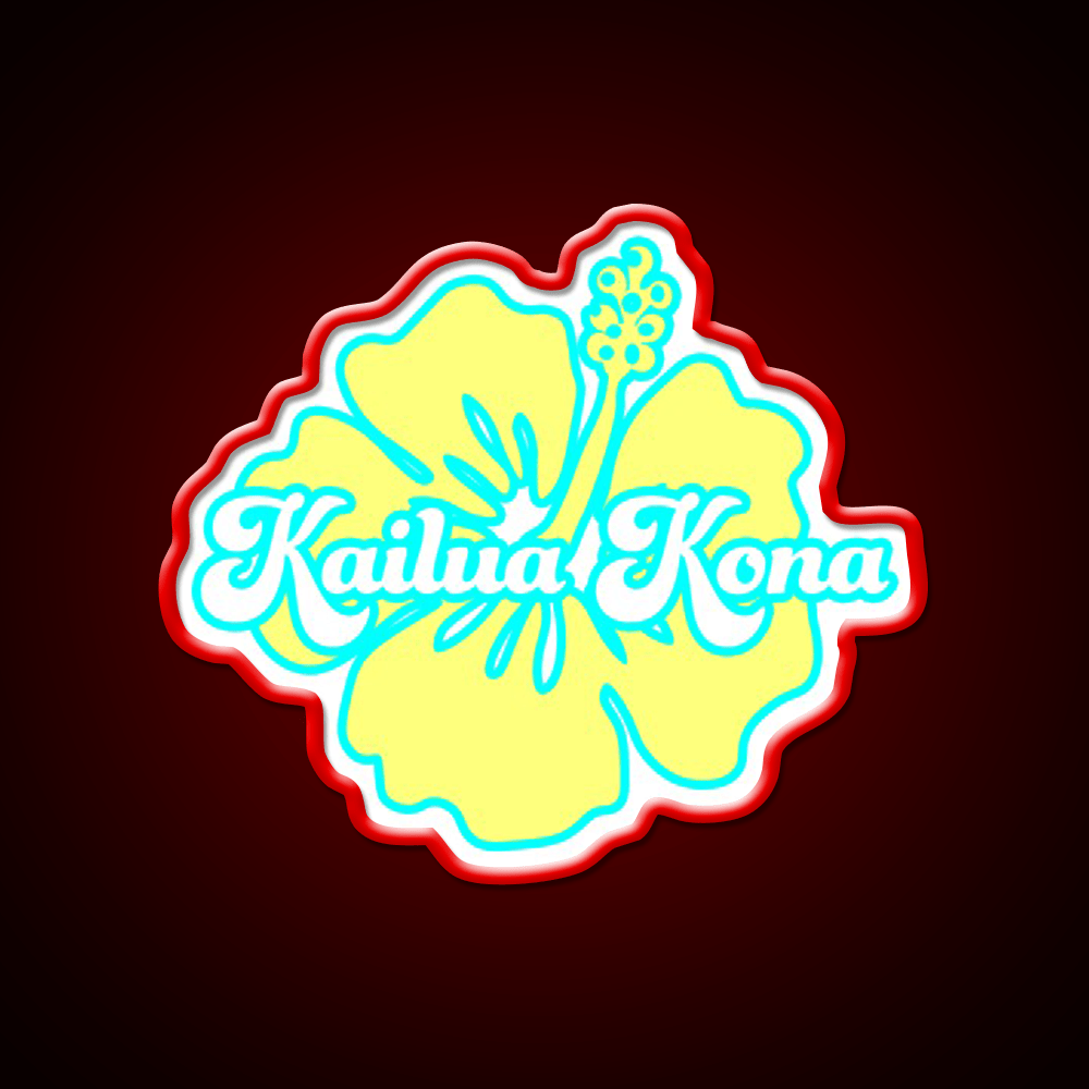 Yellow Kailua Kona Hibiscus Cafe Led Neon Sign Espresso Bar Art Rgb Color - Shineneon