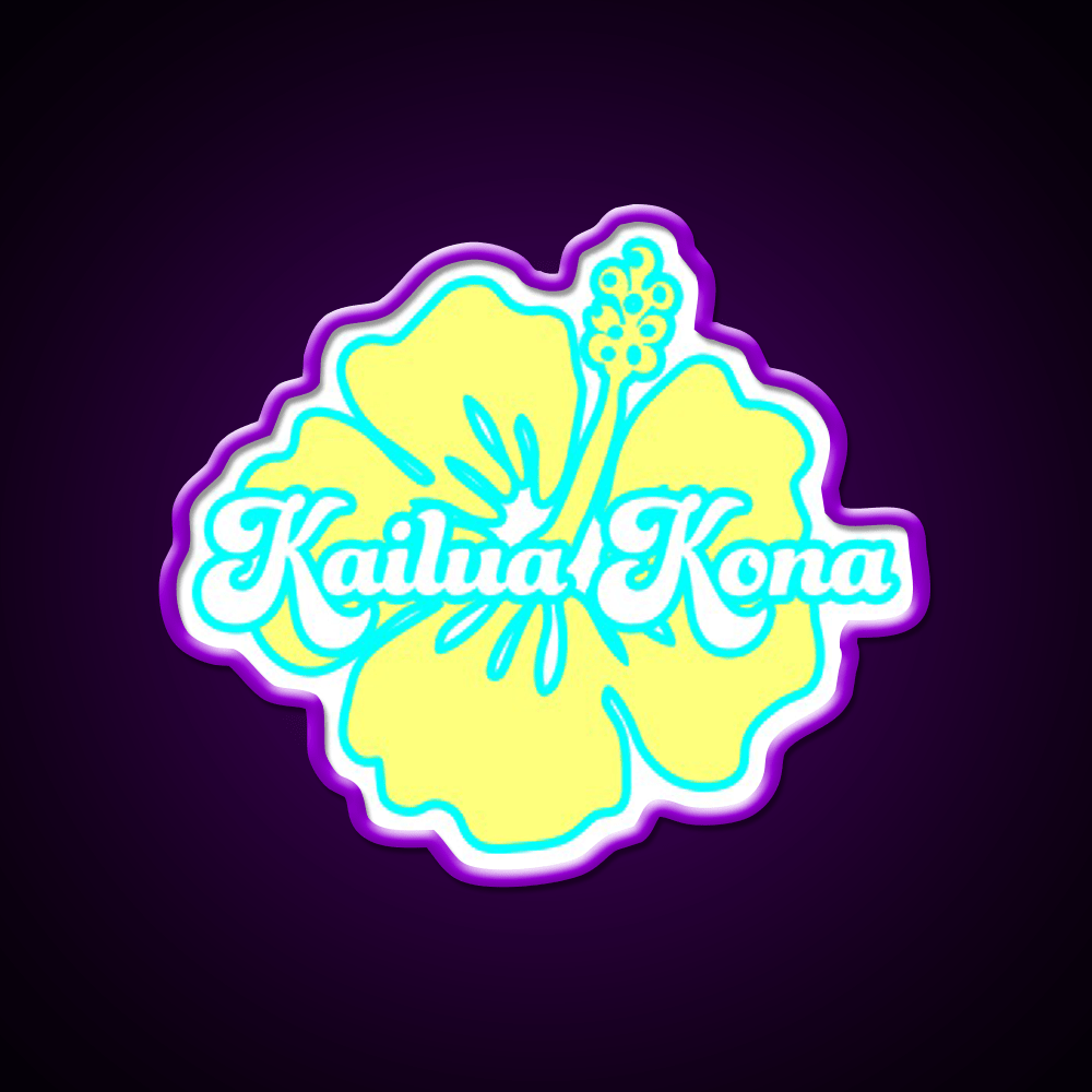 Yellow Kailua Kona Hibiscus Cafe Led Neon Sign Espresso Bar Art Rgb Color - Shineneon