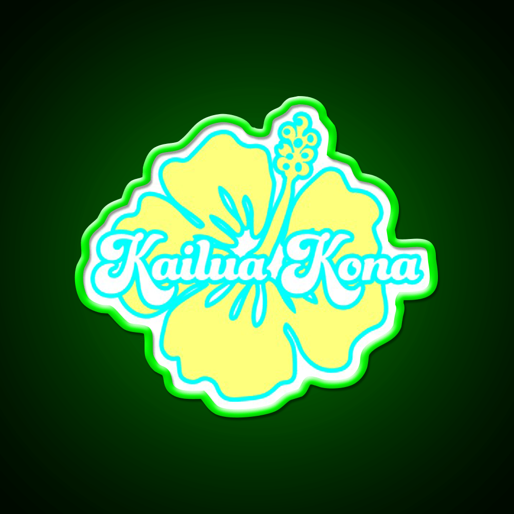 Yellow Kailua Kona Hibiscus Cafe Led Neon Sign Espresso Bar Art Rgb Color - Shineneon