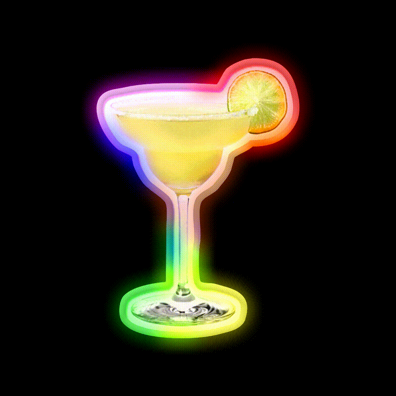 Yellow Margarita Cocktail Bar Decor Led Neon Sign Rgb Color - LED neon sign close-up detail