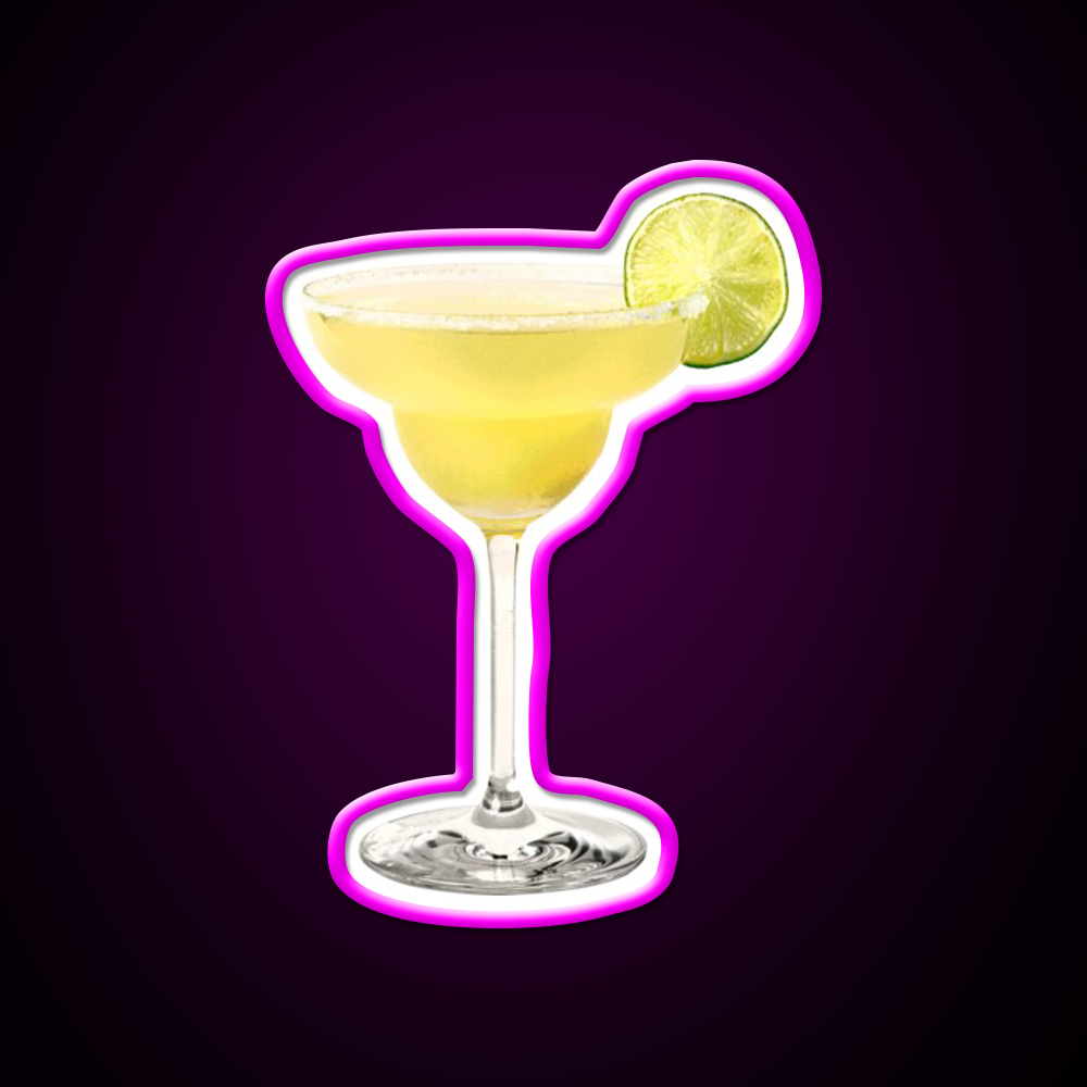Yellow Margarita Cocktail Bar Decor Led Neon Sign Rgb Color - Neon sign mounted on wall in room