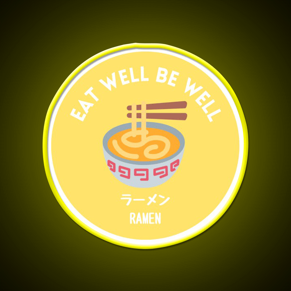 Yellow Noodle Bowl Ramen Japanese Street Food Snack Food Led Neon Sign Rgb Color - Custom LED neon sign front view