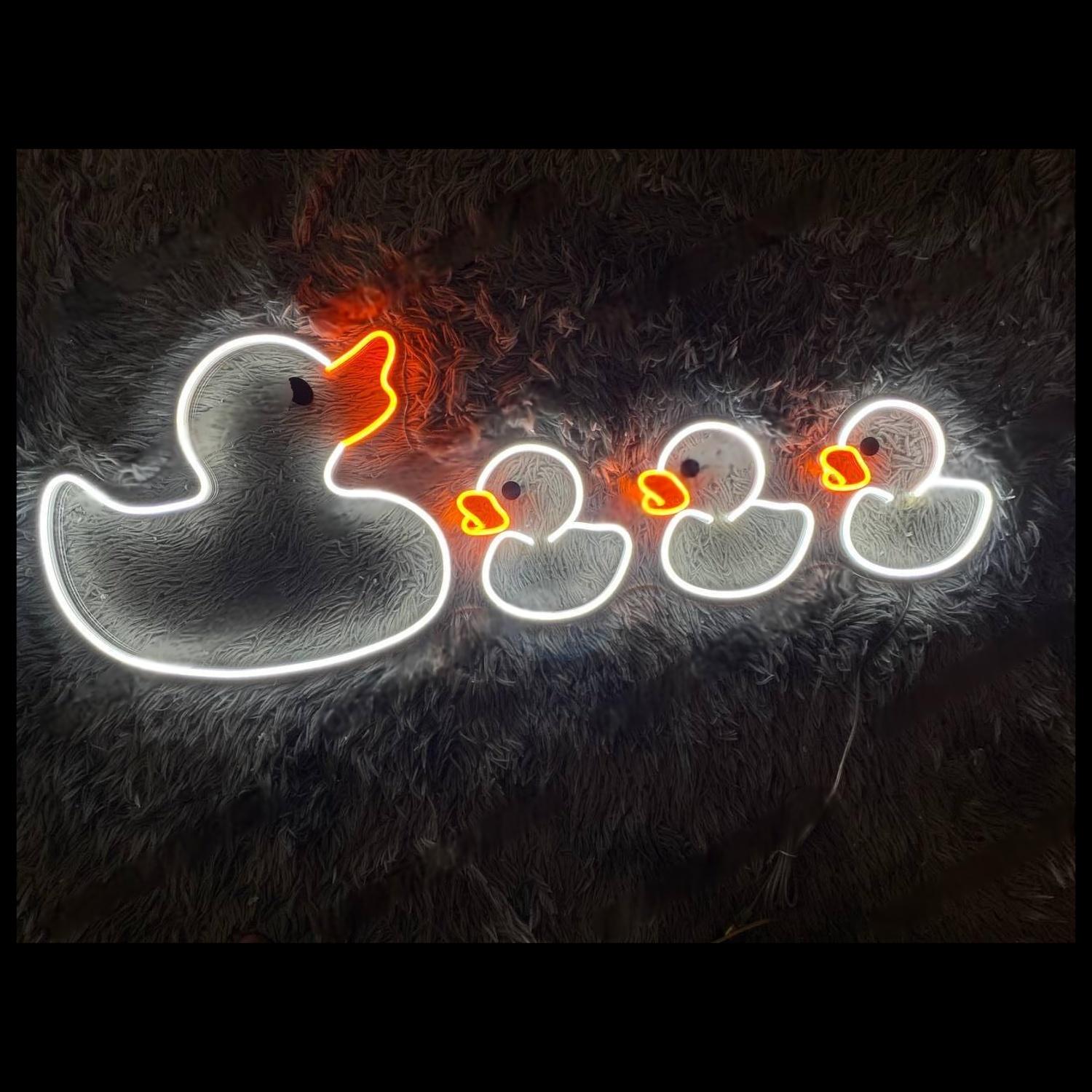 Yellow-Orange Duck Family Led Neon Sign For Kids Room Decor | Shineneon