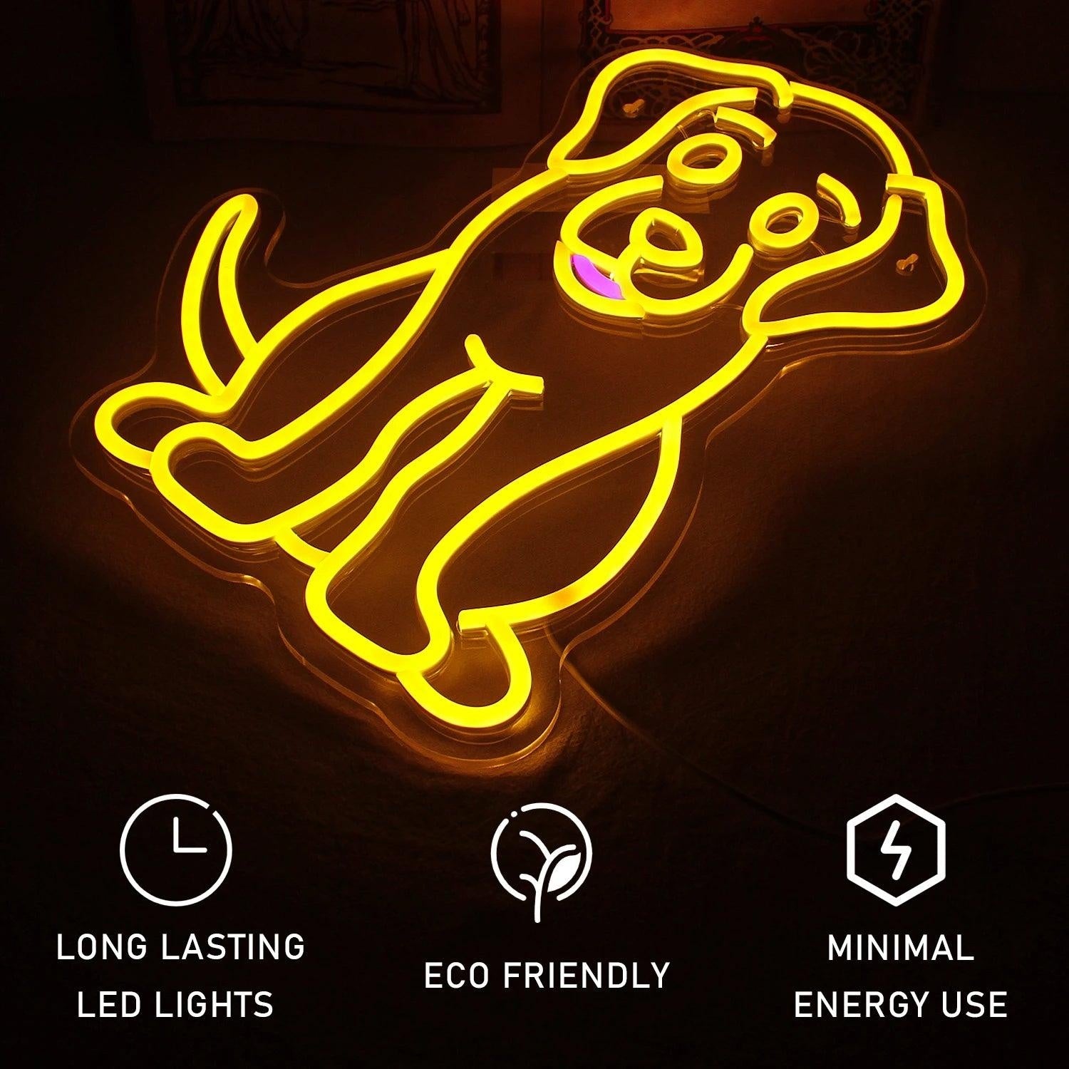 Yellow Purple Cartoon Dog Led Neon Sign For Kids Room Pet Cafe Decor | Shineneon