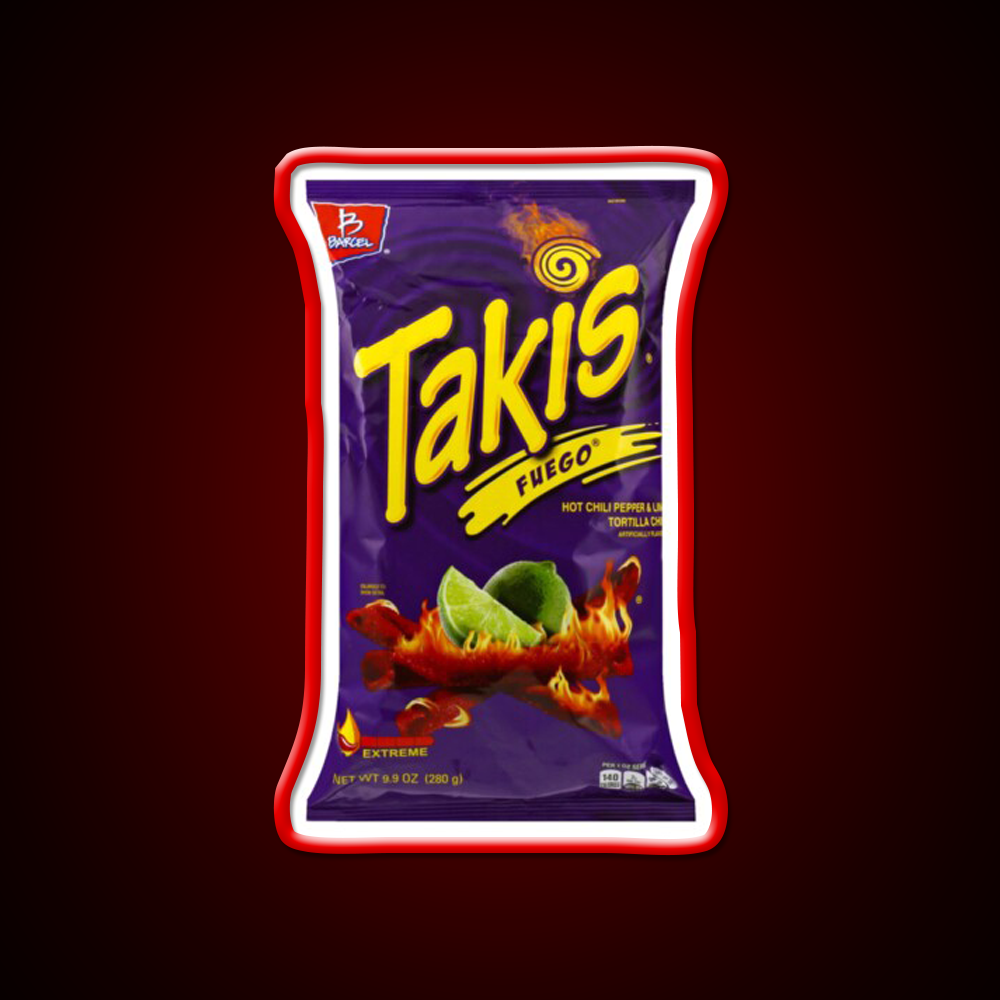 Yellow Purple Takis Snack Kids Packet Snack Food Led Neon Sign Rgb Color