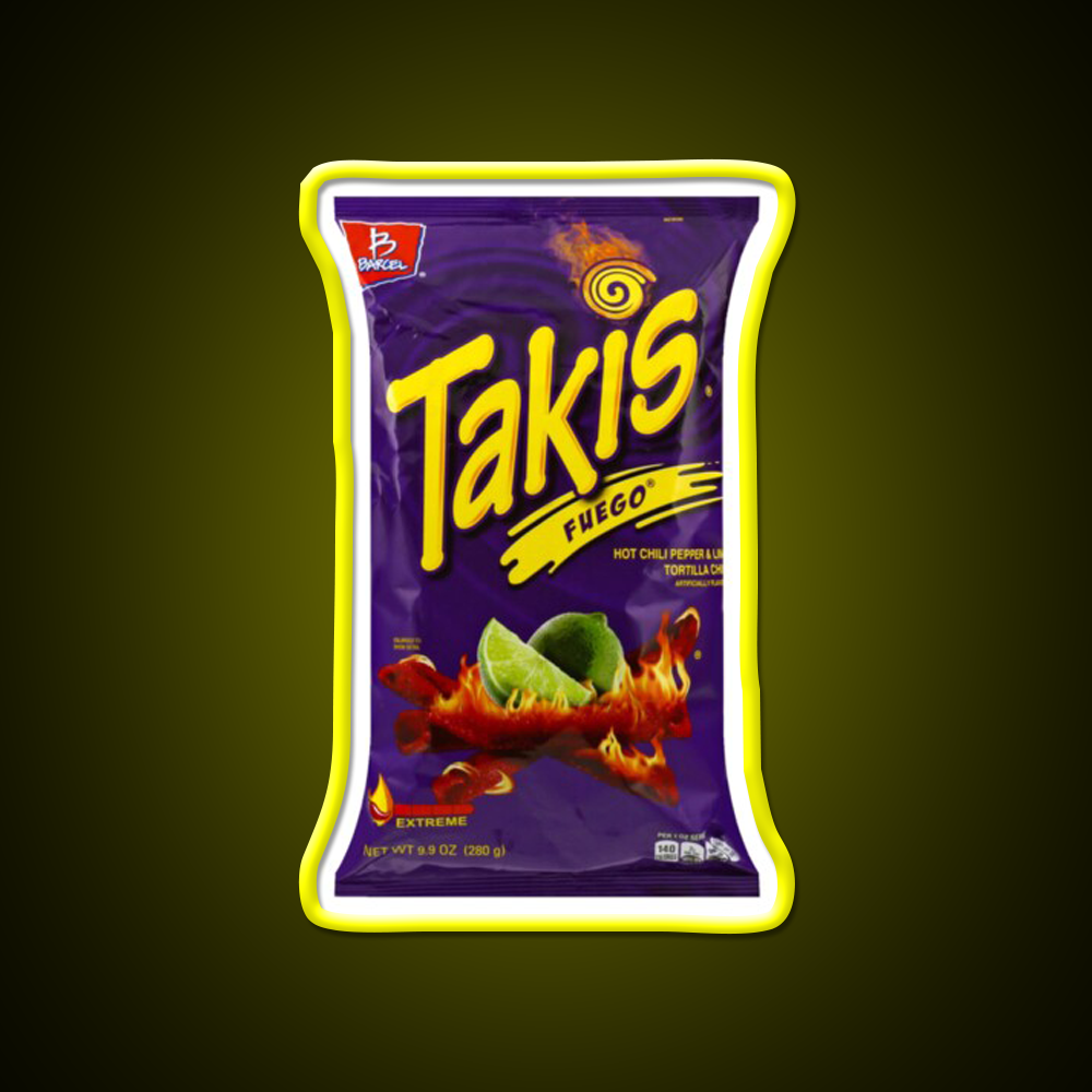 Yellow Purple Takis Snack Kids Packet Snack Food Led Neon Sign Rgb Color