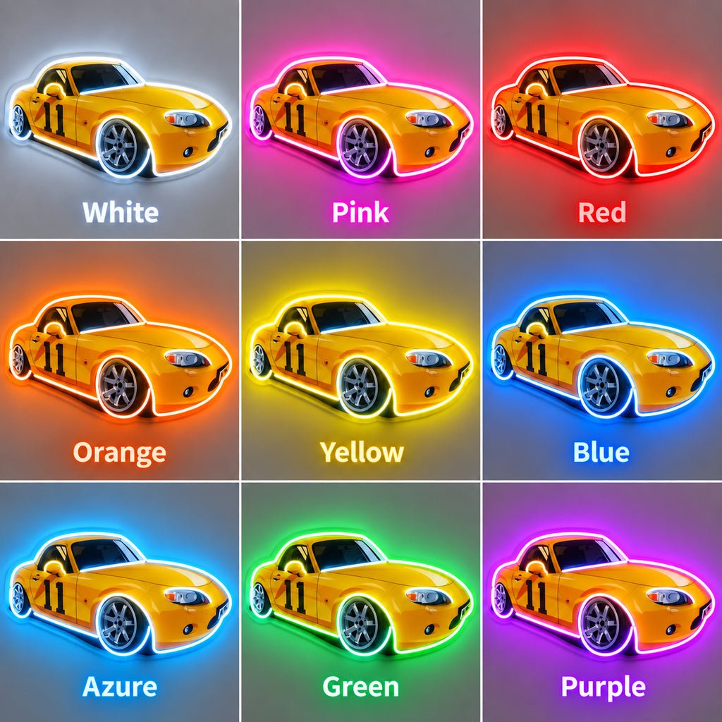 Yellow Race Car Number 11 LED Neon Sign - Shineneon