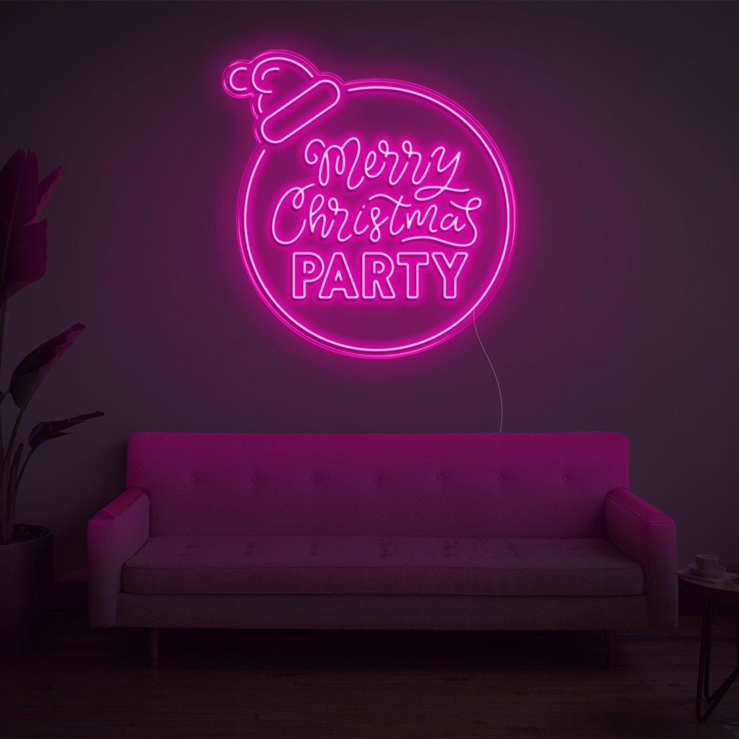 Yellow-Trimmed Christmas Ball Hat Led Neon Sign For Indoor Holiday Party Decor | Shineneon