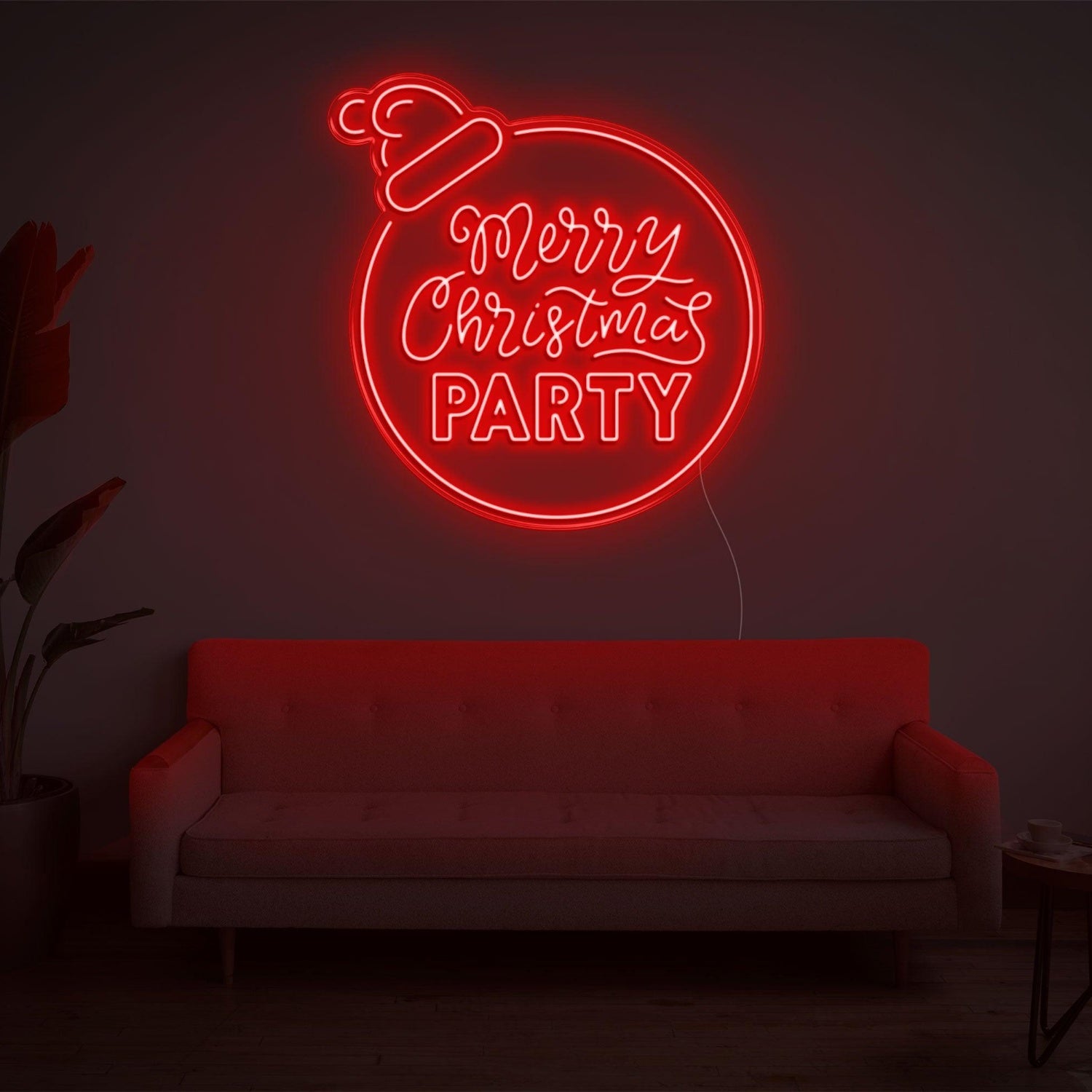 Yellow-Trimmed Christmas Ball Hat Led Neon Sign For Indoor Holiday Party Decor | Shineneon