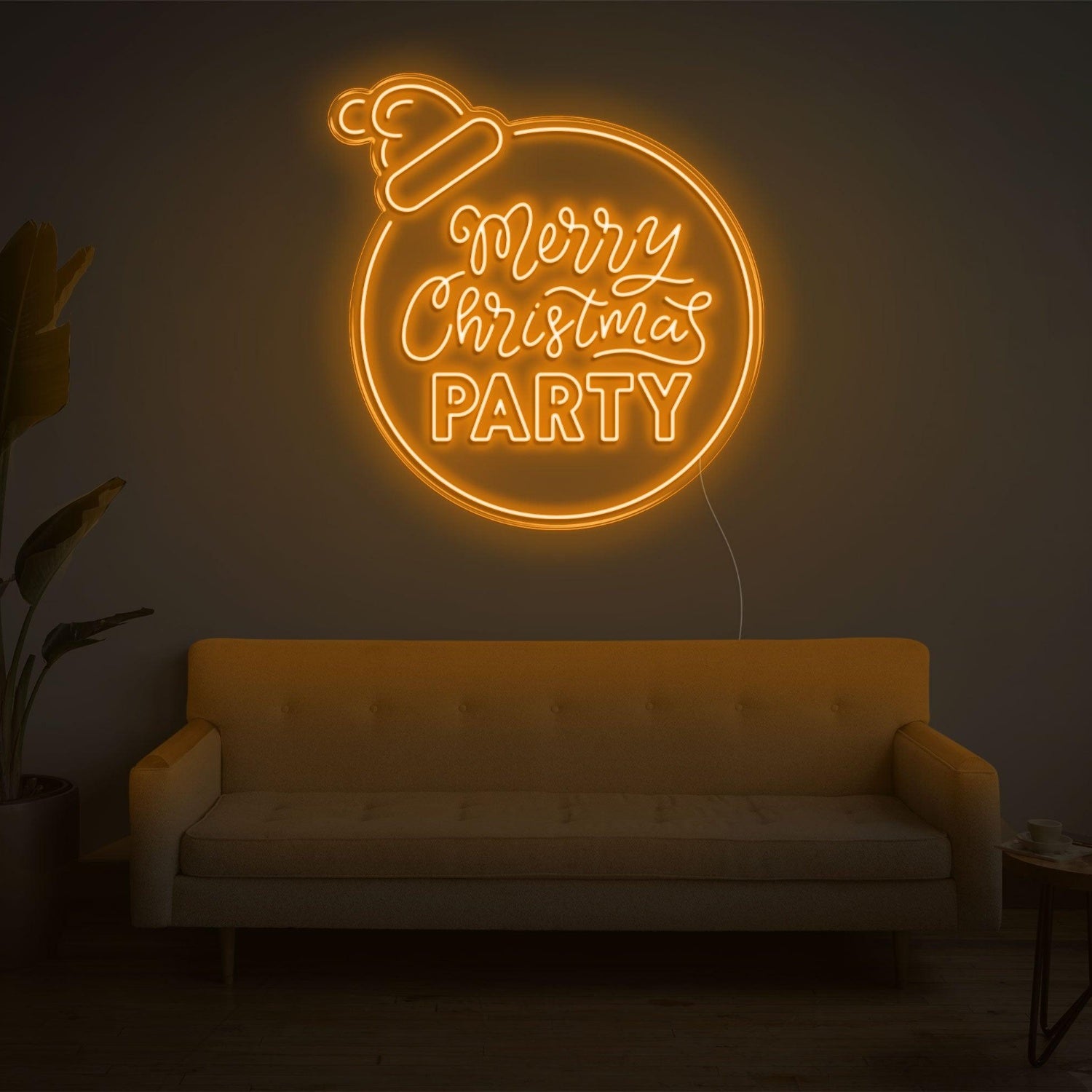 Yellow-Trimmed Christmas Ball Hat Led Neon Sign For Indoor Holiday Party Decor | Shineneon