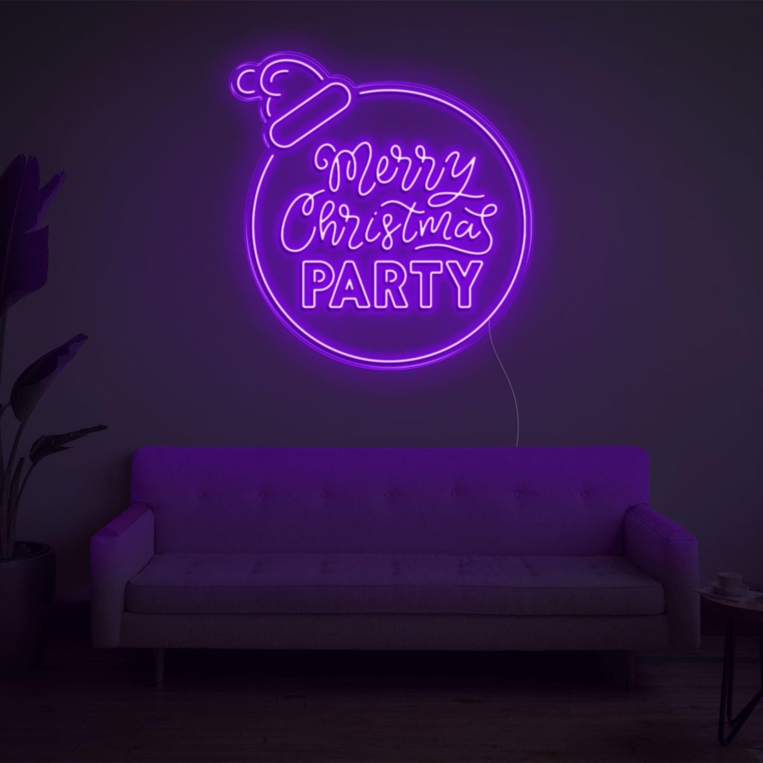 Yellow-Trimmed Christmas Ball Hat Led Neon Sign For Indoor Holiday Party Decor | Shineneon