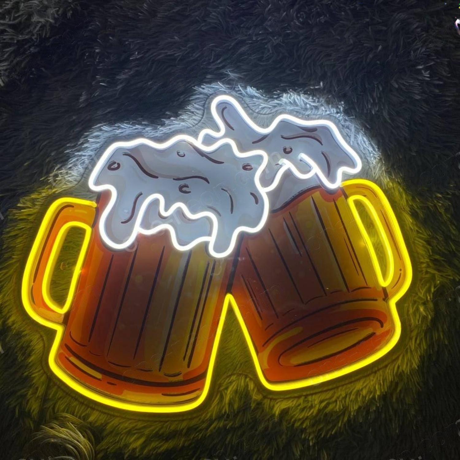 Yellow-White Cheers Beers Led Neon Sign For Bar Restaurant Decor | Shineneon