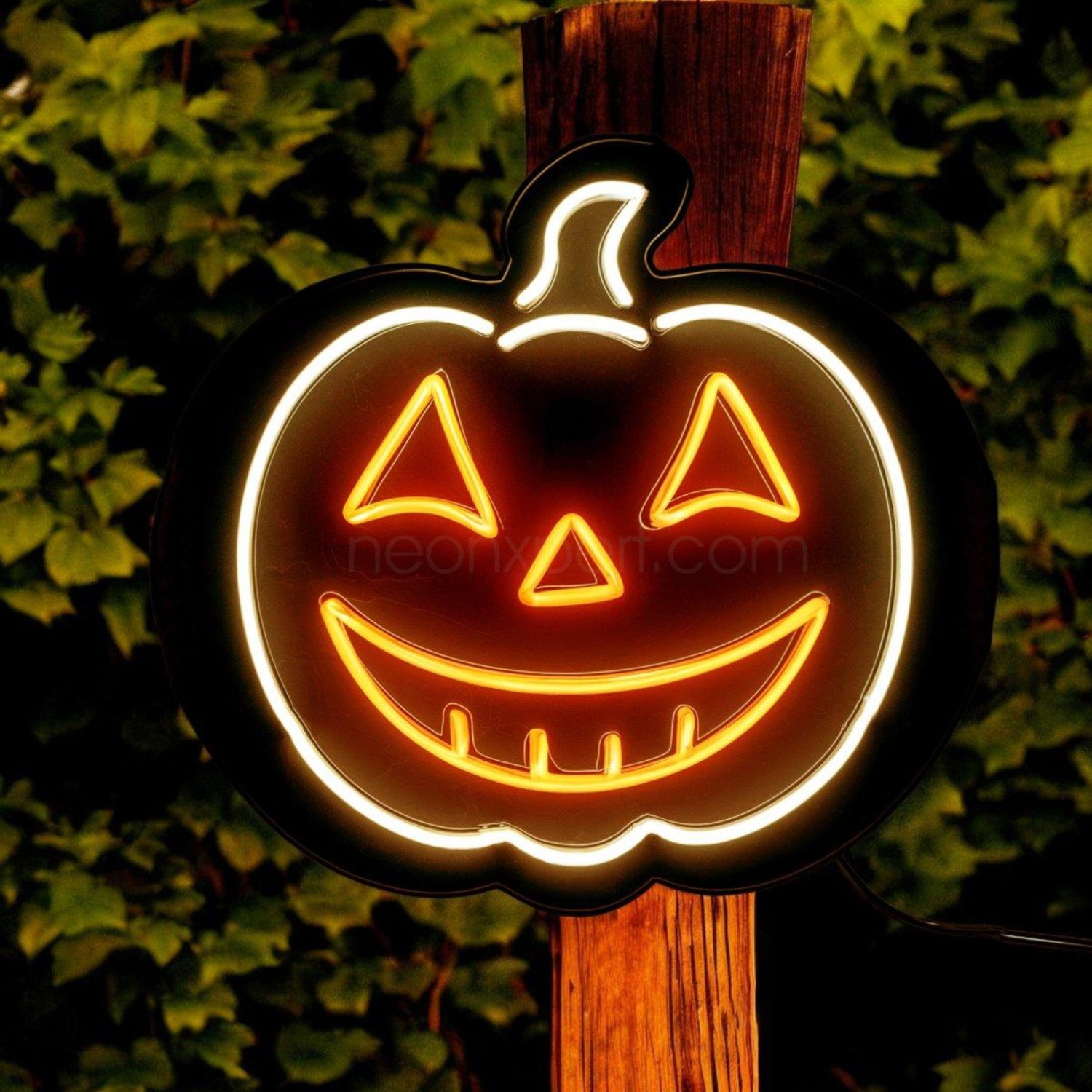 Yellow-White Jack-O-Lantern Led Neon Sign For Halloween Indoor Decor | Shineneon