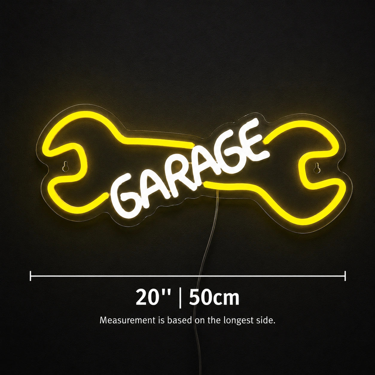 Yellow Wrench Garage Neon Sign LED Neon Sign size image