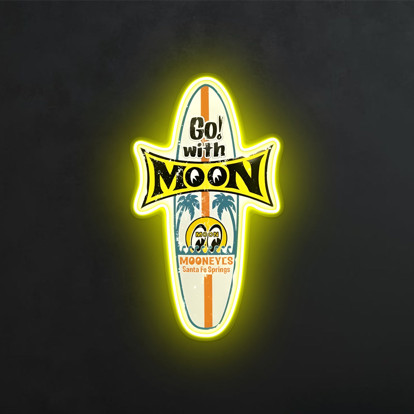 ShineNeon™ Mooneyes Surfboard LED Neon Sign - Retro Surf Wall Art Decor (USB Powered)