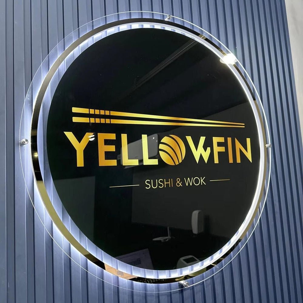Yellowfin Sushi Wok Acrylic Business Logo Sign - Shineneon