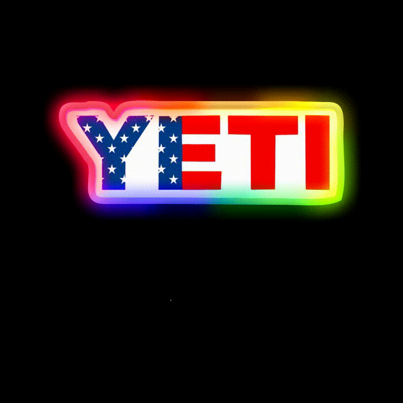 Yeti American Flag Logo Beer Bar Decor Led Neon Sign Rgb Color - LED neon sign close-up detail