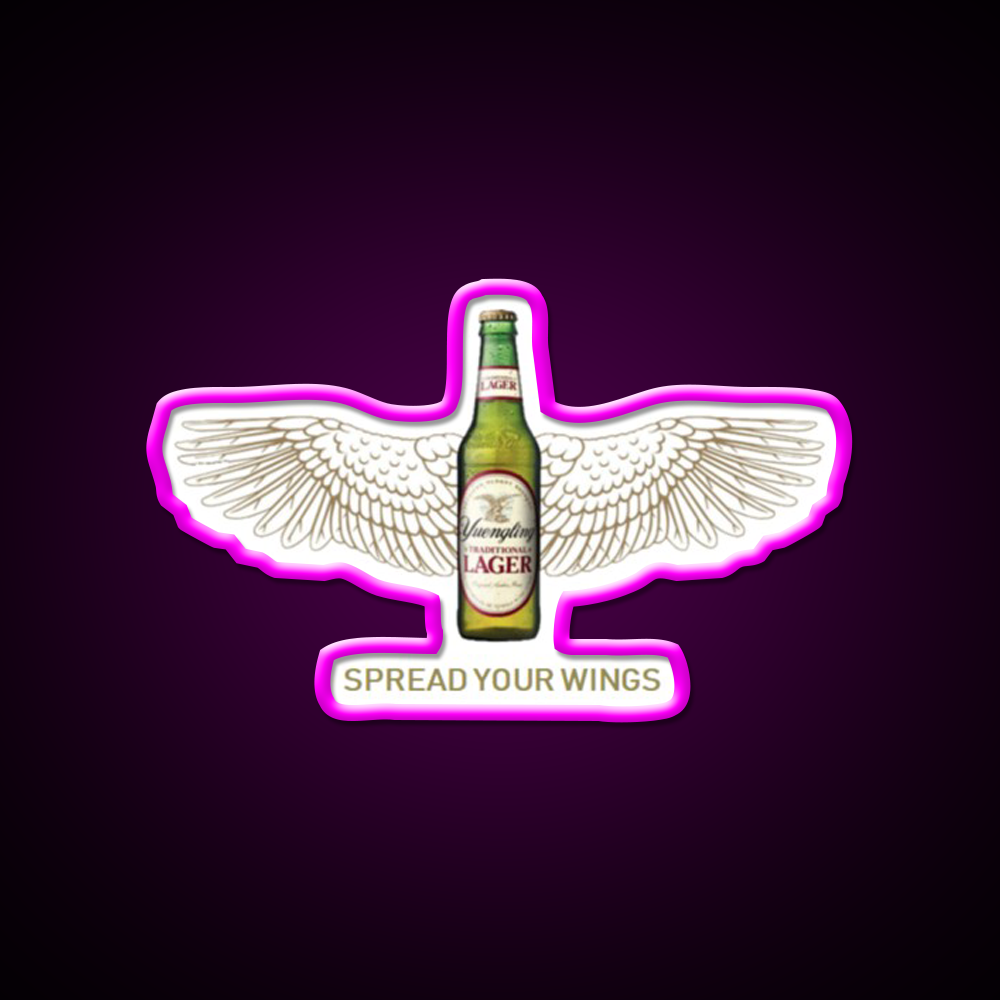 Yeungling Wings Beer Bar Decor Led Neon Sign Rgb Color - Neon sign mounted on wall in room