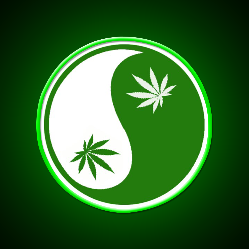 Yin Yang Hemp Inspired Green Leaf Led Neon Sign Rgb Color - LED neon sign view 8
