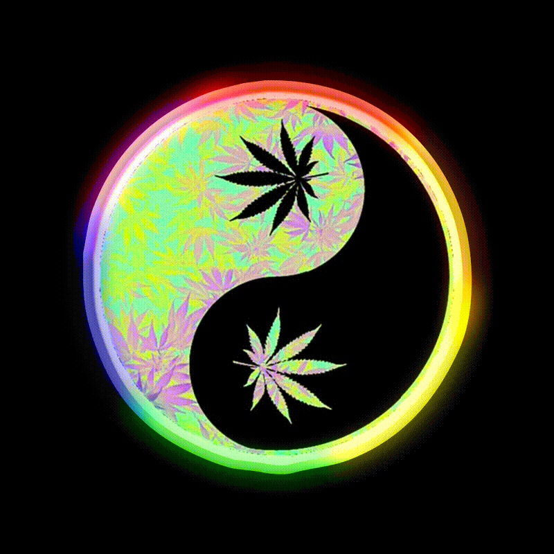 Ying Yang Hemp Inspired Green Leaf Led Neon Sign Rgb Color - LED neon sign close-up detail
